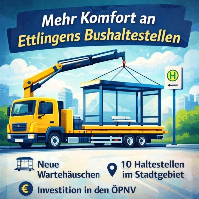 Neue Wartehäuschen erhöhen Komfort an Ettlinger Bushaltestellen